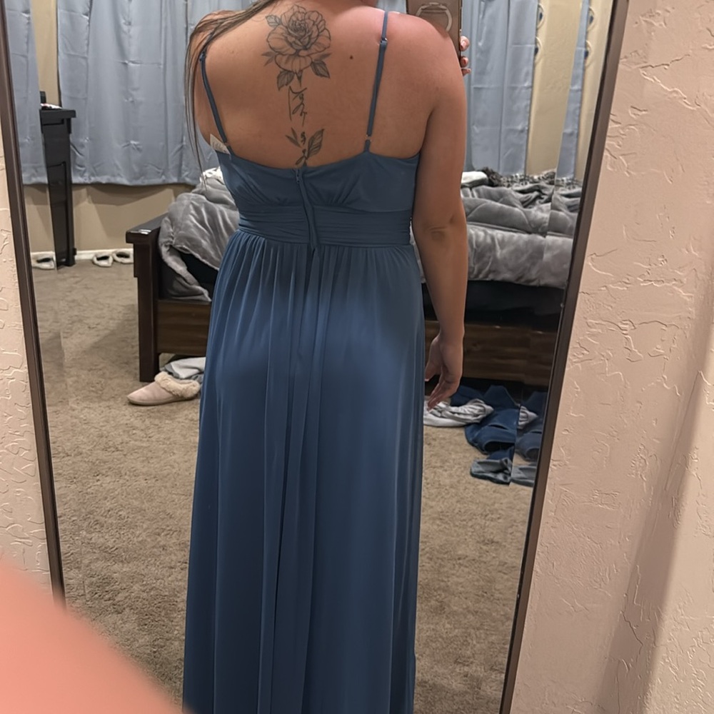 David's Bridal Dusty Blue Maxi Dress - Picture 8 of 9